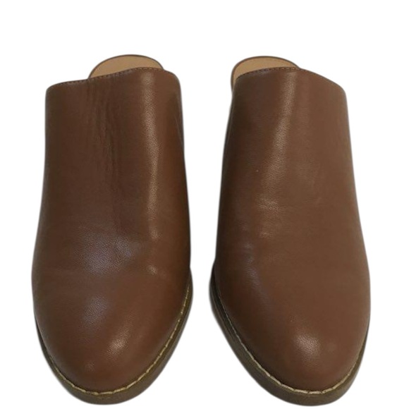 J. Crew Tan Leather Block Heel Mules - Picture 2 of 5